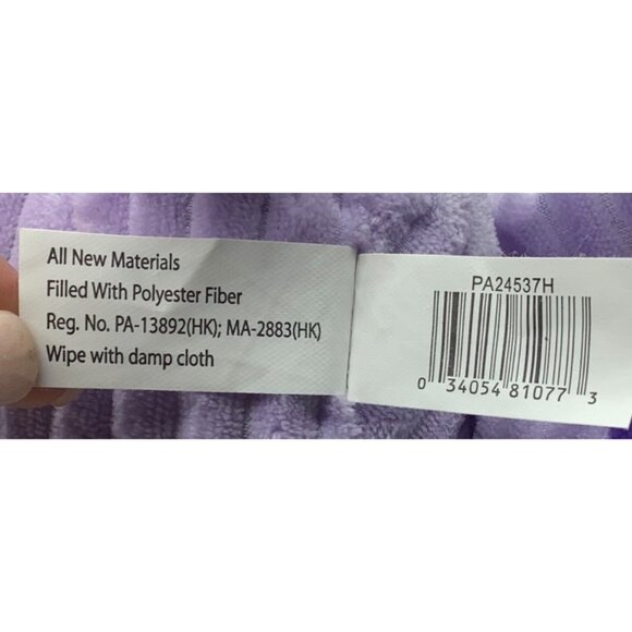 Walmart Hippo Ribbed Plush Purple Stuffed Animal Toy 10" Red Scarf Holiday - Picture 3 of 5